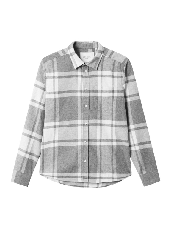 Les Deux Jeremy Check Flannel shirt - Light Grey Melange/Snow Melange